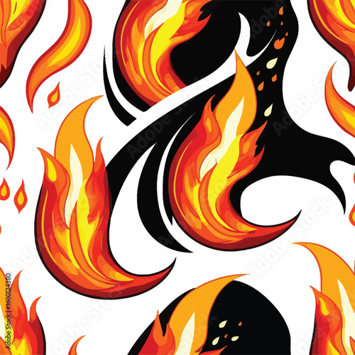 Fiery Pattern Seamless Design Of Abstract Flames For Dynamic Backgrounds And Creative Projects