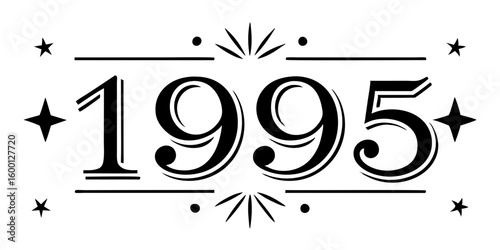 Ornate numbers with stars and lines vintage retro