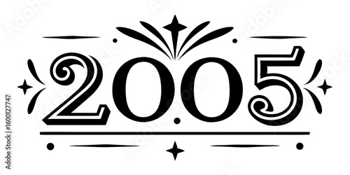 Ornate year twenty oh five emblem vintage decorative