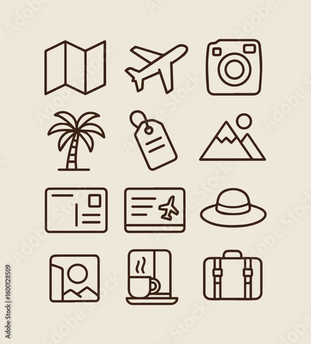 Exploring the World Travel Adventure and Vacation Planning Essential Icons