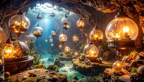 An underwater cavern