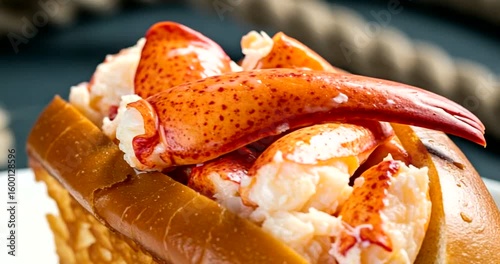 Fresh lobster roll served on a toasted bun