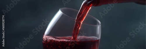 Rich crimson wine cascading into a glass, evoking indulgent Bacchanalia celebrations, poetic oenophile gatherings, or Solstice feasts