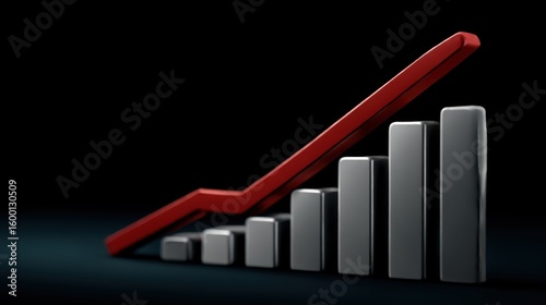 Dynamic Red Arrow Ascending on a Financial Graph Symbolizing Growth Progression Success and Positive Trends in Business and Economic Development Visuals
