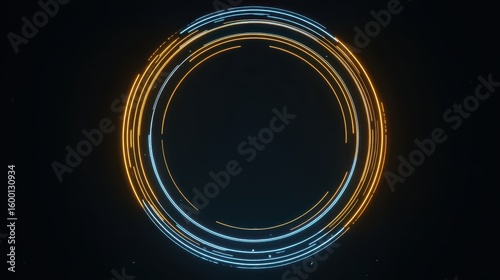 Neon-Accented Command HUD with Circular Motion Graphics