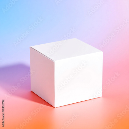 Square box for branding or packaging design with clear shadows and clean background  