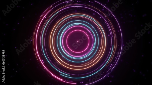 HUD-Style Circular Motion Graphics with Neon Trajectories