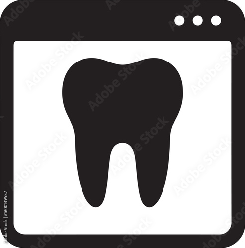 Silhouette vector of a tooth X-ray icon, suitable for dental diagnostics, medical imaging, and oral care designs.