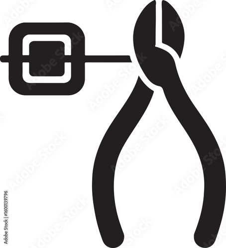 Silhouette vector of a braces tightening tool, used for orthodontic adjustments and teeth alignment care.
