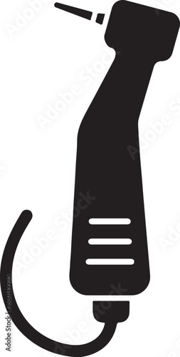 Silhouette vector of a dental drill machine, used for tooth preparation, cavity removal, and dental treatment.