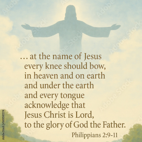 Christian Inspirational PNG Art , Jesus Silhouette with Philippians 2:9-11 Bible Verse