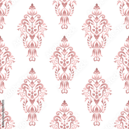 Classic Damask seamless pattern, Vintage design, element old style, Rose gold floral ornament, Luxury Ornamental lace tracery, Traditional background, Vector Illustration for Elegant Textile Design