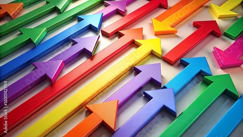 A collection of colorful arrows pointing in various