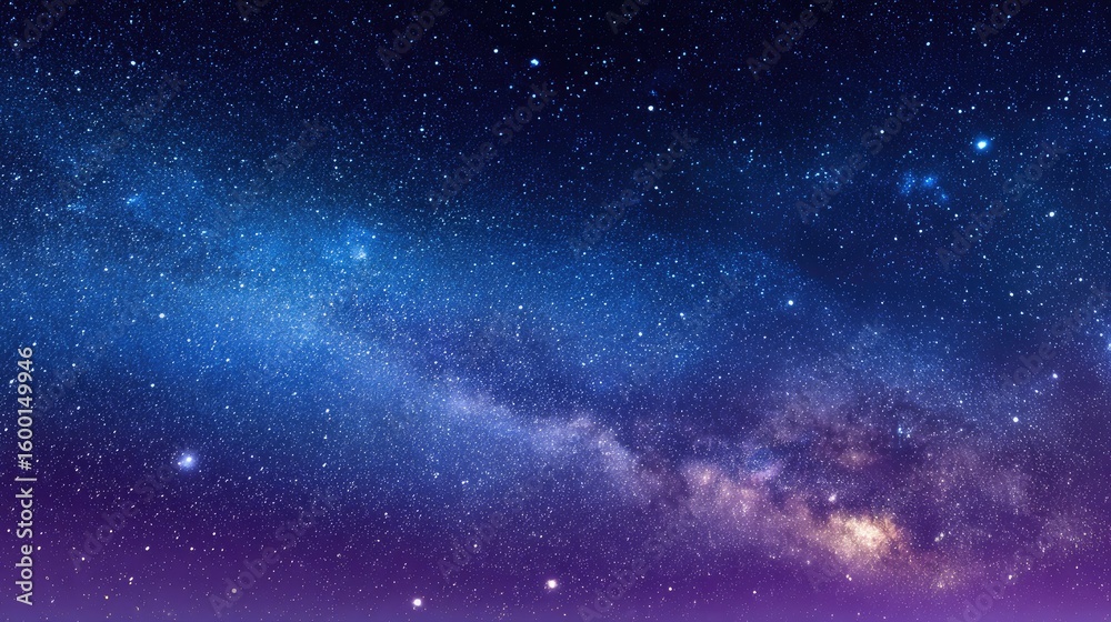 Naklejka premium Night sky filled with stars and the milky way.