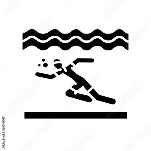 aqua jogging black flat icon for digital and print projects.