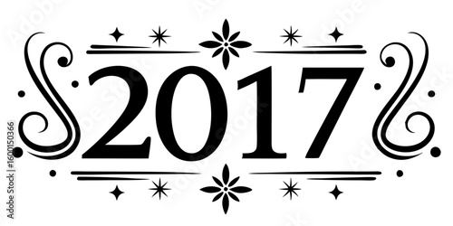 Ornate black numbers with decorative elements 2017