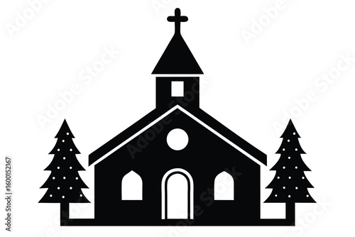 christmas church vector icon