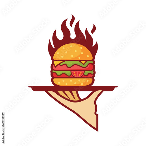 Burger Logo design template vector illustration Free Vector