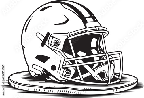 American Football Helmet Line Art