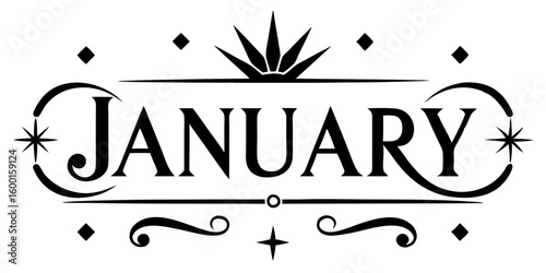 January text with decorative elements lettering ornamental