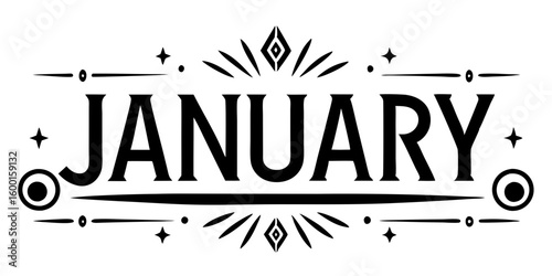 January text with decorative elements lettering ornamental
