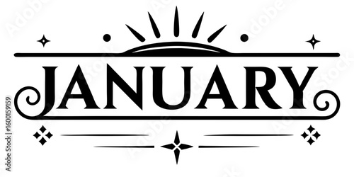 January text with decorative elements lettering typography