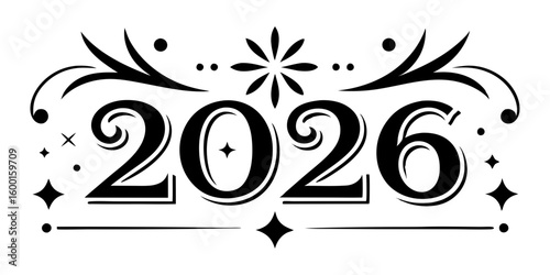 Ornate numbers with decorative elements 2026 year