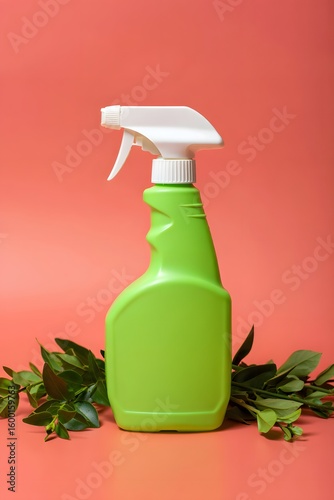 Green cleaning spray bottle mockup for eco friendly products and home cleaning solutions