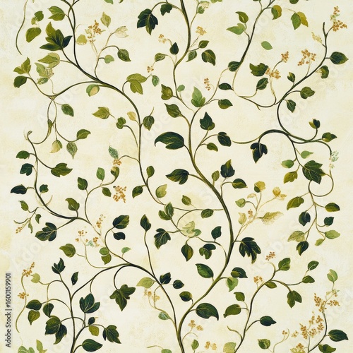 Wallpaper Mural Leafy green patterned wallpaper with a white background Torontodigital.ca