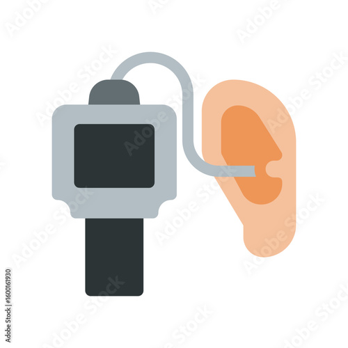 endoscope check ear simple flat icon illustration