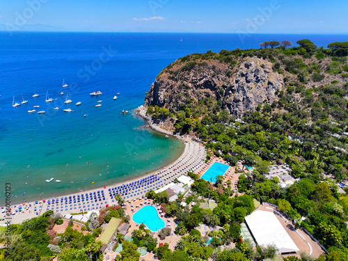 Fototapeta Naklejka Na Ścianę i Meble -  Island Ischia. Amalfi coast. Baths. Incredible colors and views. View of Ischia. Baths. Thermal springs. Drone view.