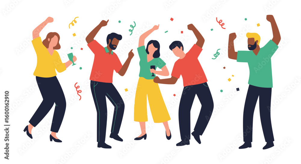 Obraz premium Celebrating Success: Diverse Group Dancing with Joy