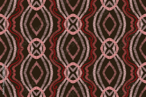 Seamless pattern,  ethnic background, fabric traditional, motif ornament, ikat pattern, seamless geometric, doodles line, geometric and tribal-inspired, freehand drawing design, handmade texttile.