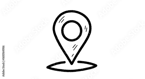 Location pin vector illustration in chalk drawing style on transparent background  