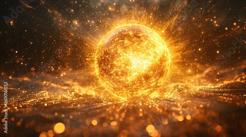 A radiant energy sphere surrounded by intricate light