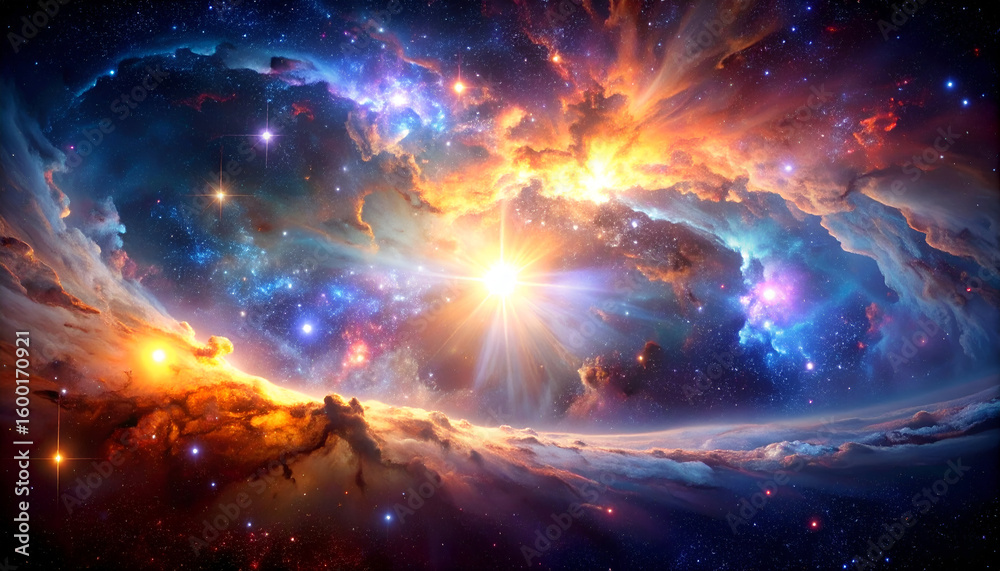 Fototapeta premium Cosmic Nebula with Starburst, and Space.