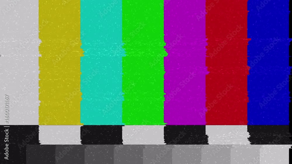 Simple static color noise glitch error video damage bad interference and no signal animation. 4K Video