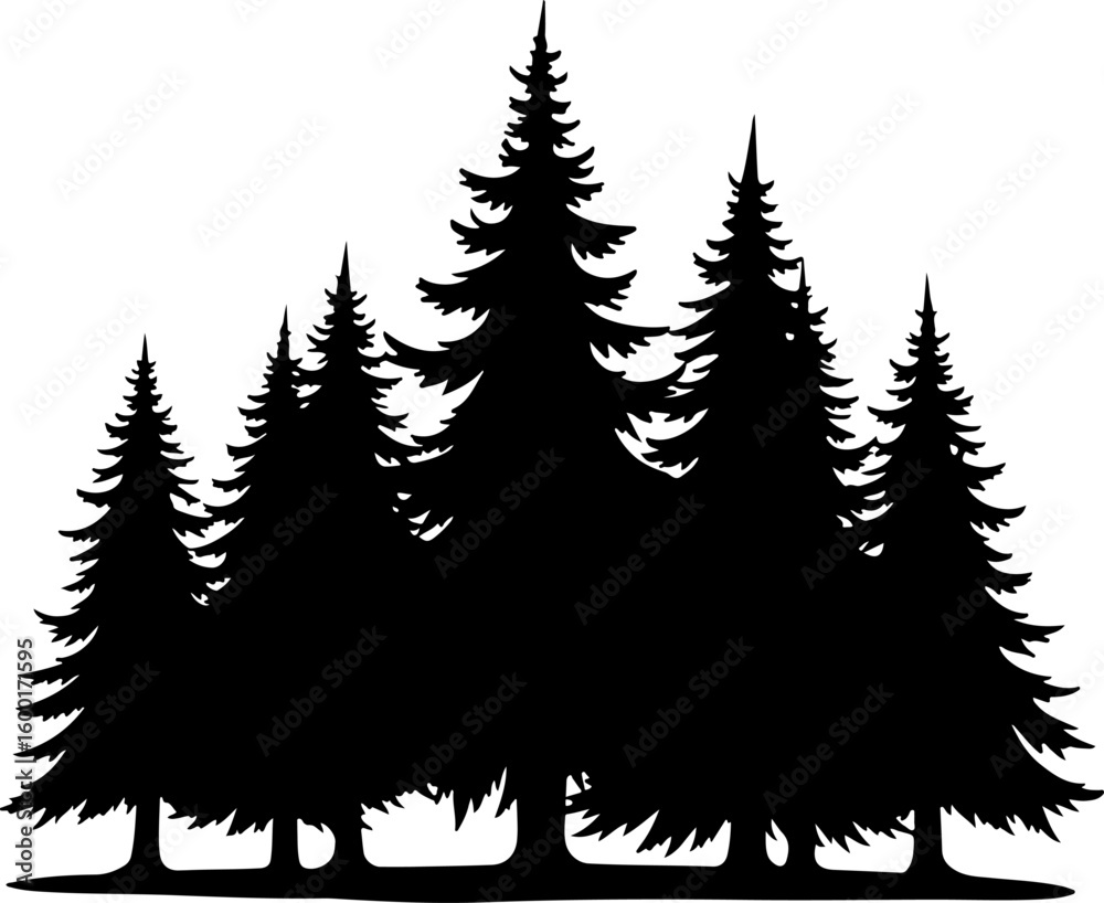 Obraz premium tree silhouettes, black tree vector