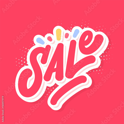 Sale vector Handwritten Typography banner for special offers.