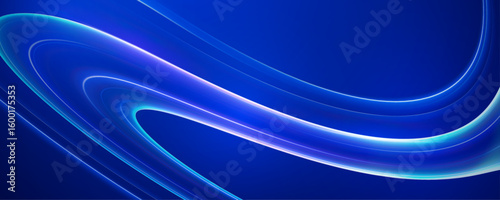 Blue glowing abstract waves on a deep blue background