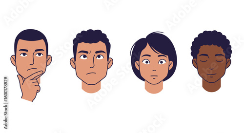 Global Male Population Emotional Portrait Vector Art