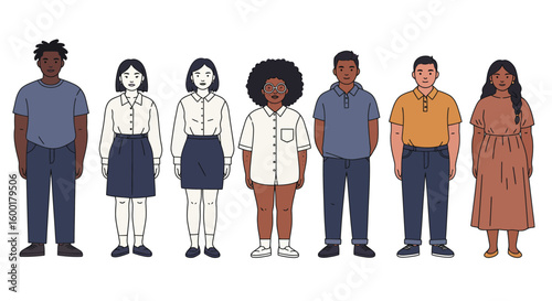 People from Various Ethnicities and Backgrounds Flat Art