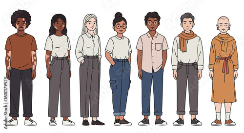 Multi-Ethnic Characters Representing Global Community Design