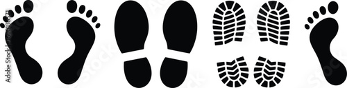 Set different human footprints. Baby footprint - stock vector.
