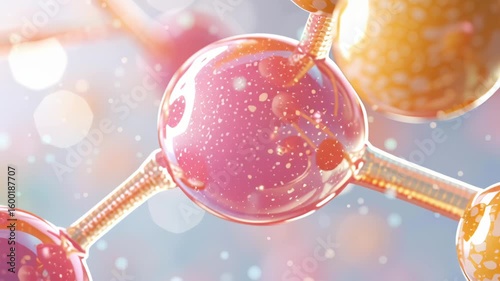 Complex triglyceride molecule, saturated fatty acids, enzyme activity shown in vibrant 3D, molecular biology concept