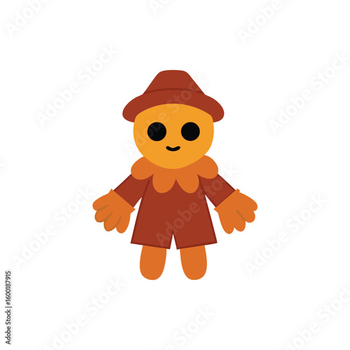 Childlike Scarecrow With Oversized Gloves And Straw Hat