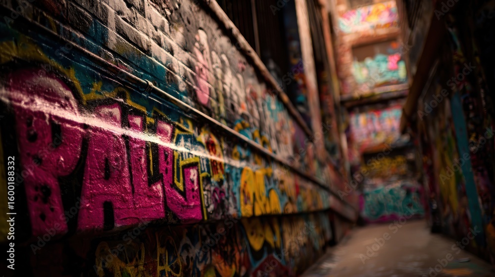 Fototapeta premium Graffiti-covered alleyway