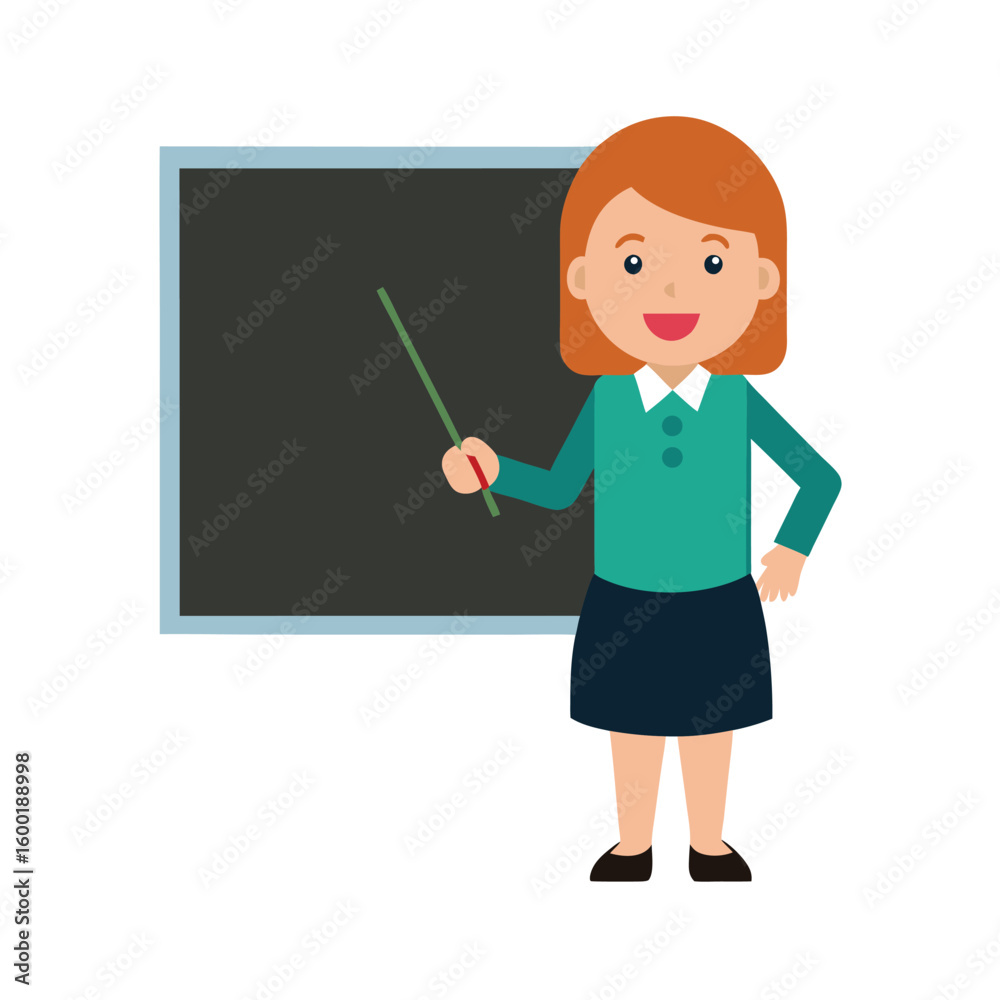 Cartoon Teacher Woman With Chalkboard And Books Cartoon Teacher Woman With Chalkboard And Books