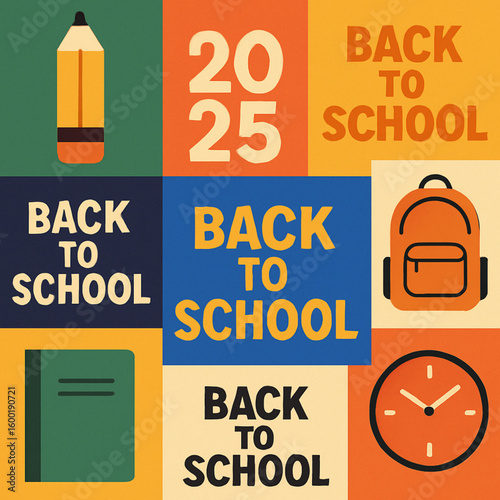 Back to School 2025 Education Supplies Flat Design