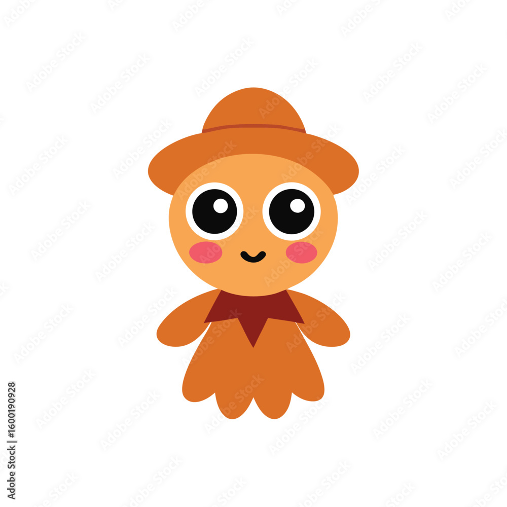 Obraz premium Cartoon Scarecrow With Big Eyes And Rosy Cheeks